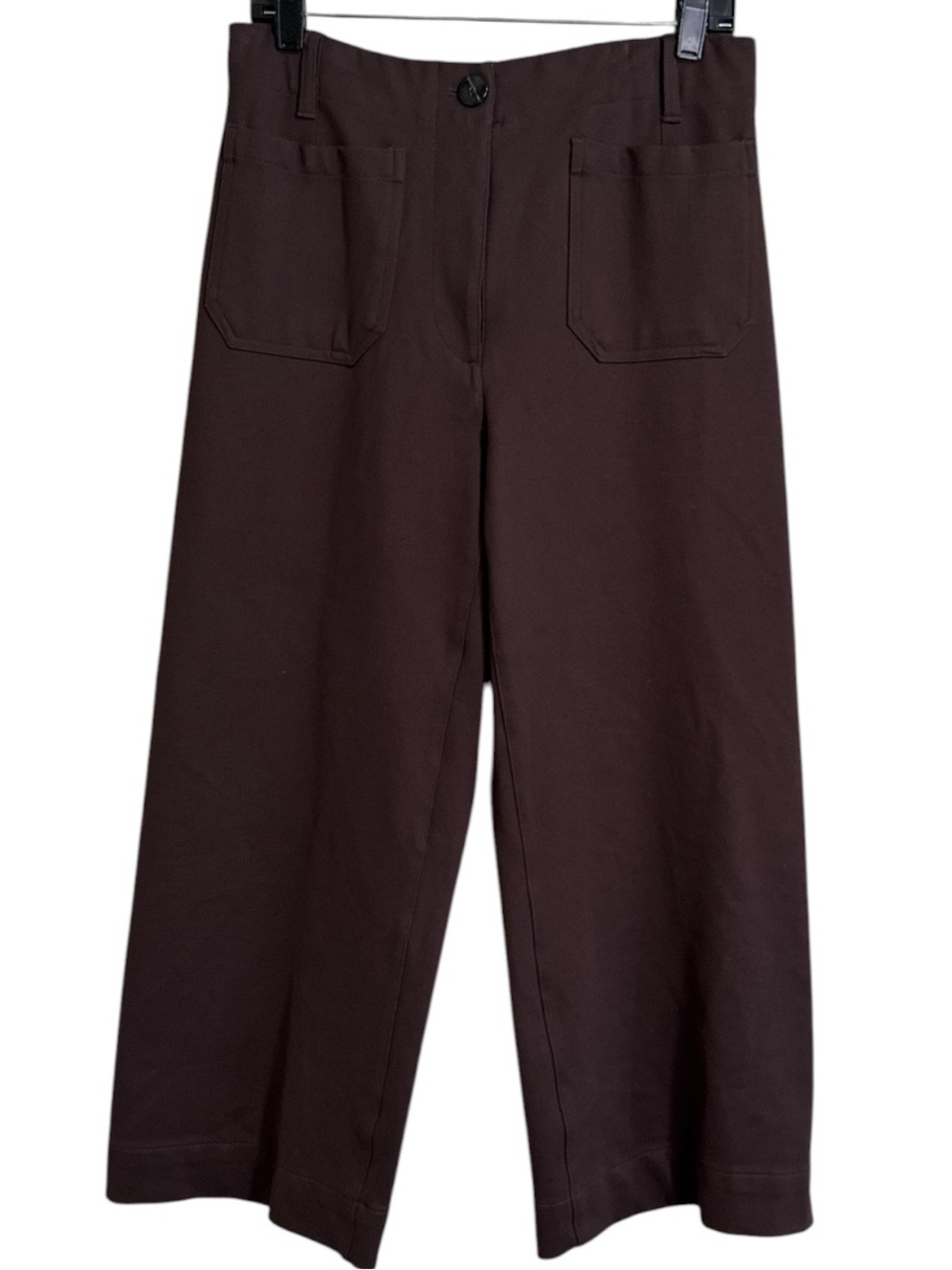 Quince Ultra Stretch Ponte Cropped Wide Leg Pants in espresso size 10